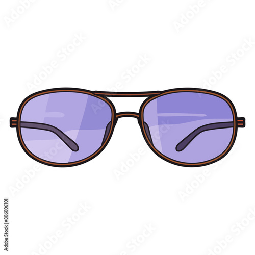 A vector icon depicting cartoon sunglasses of oval shape, ideal for illustrating eyewear,