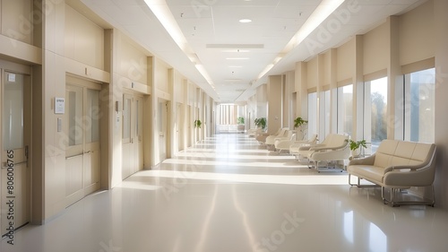 hazy hospital hallway with an opulent, abstract decor. The clinic's interior is © Amjad art
