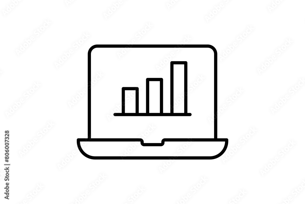 laptop with graph chart icon. icon related to computer. suitable for web site, app, user interfaces, printable etc. line icon style. simple vector design editable laptop with graph chart icon. icon related to computer. suitable for web site, app, user interfaces, printable etc. line icon style. simple vector design editable