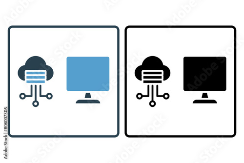 cloud computing icon. icon related to computer. suitable for web site, app, user interfaces, printable etc. solid icon style. simple vector design editable