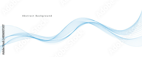 Vector abstract background with dynamic blue waves. 