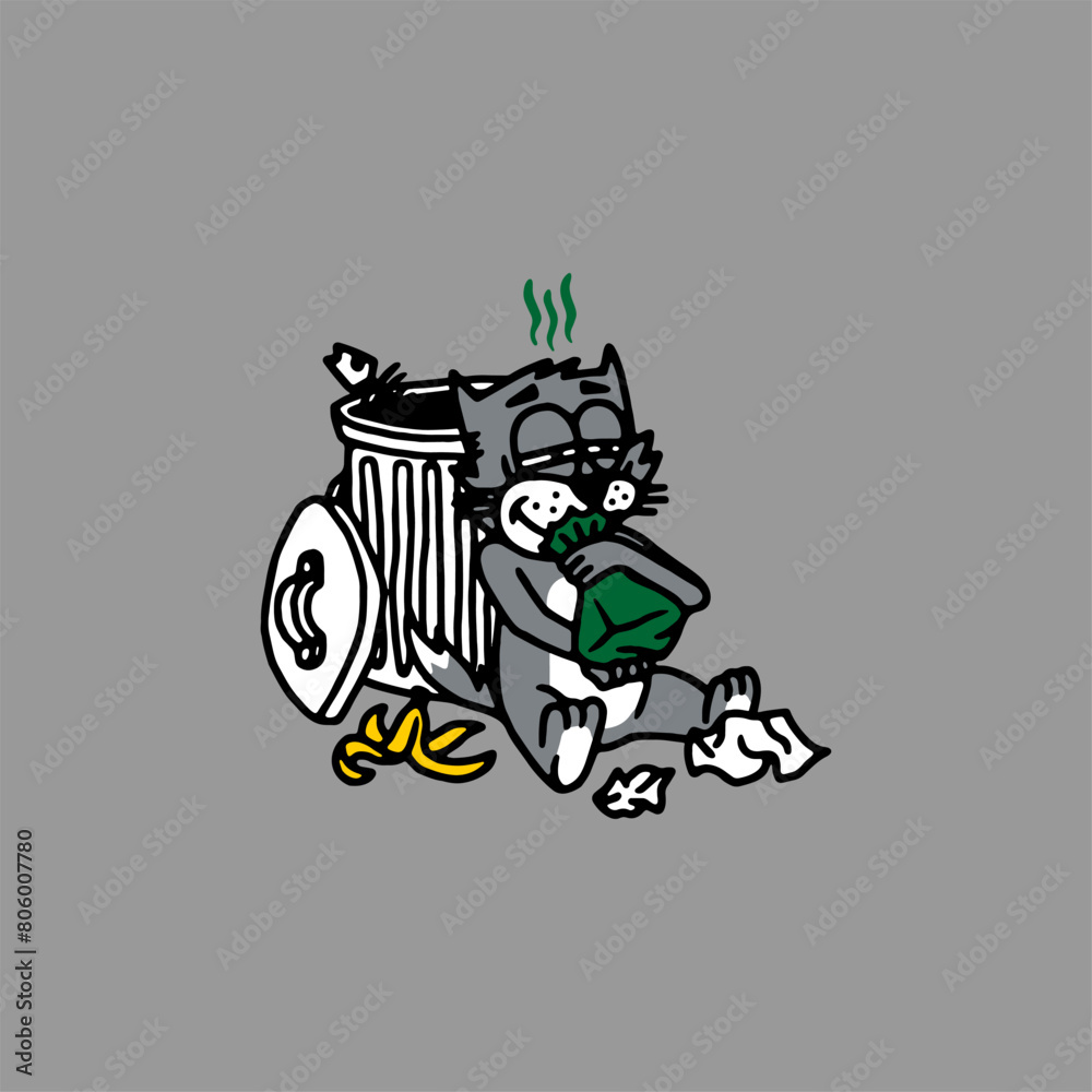 illustration of a grey cat with a food pouch vector images illustration of a grey cat with a food pouch vector images