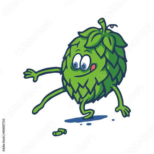 Funny Cartoon Hop Mascot Slipping vector images