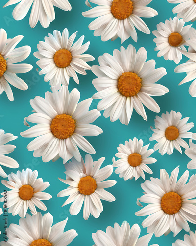 Daisy Delight  Bright Flowers on Turquoise
