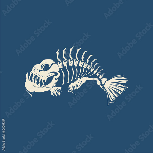 aesthetic illustration of fish bones vector images