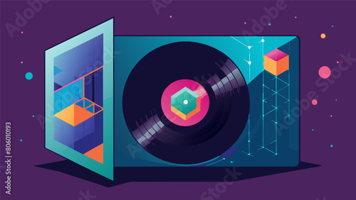 One record sleeve stands out a the rest with its holographic and threedimensional design appearing to change and move as you view it from different Vector illustration