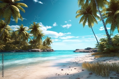beach with palm trees and sea