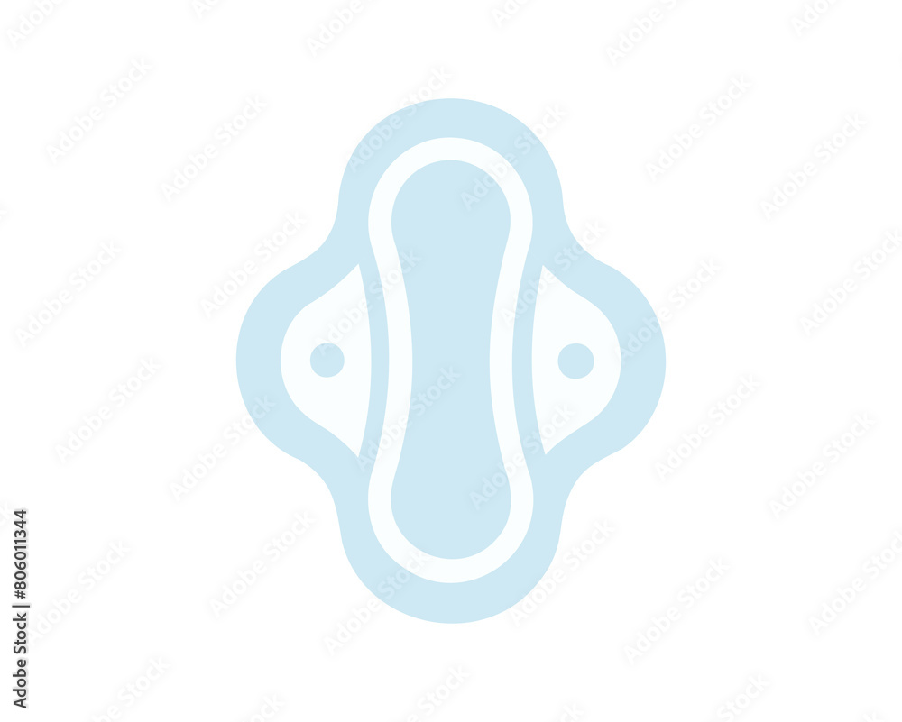 Obraz premium Set of sanitary pads with wings. Illustration of sanitary napkins. Feminine hygiene pads isolated on white background. Concept of menstrual care, personal hygiene. Design elements