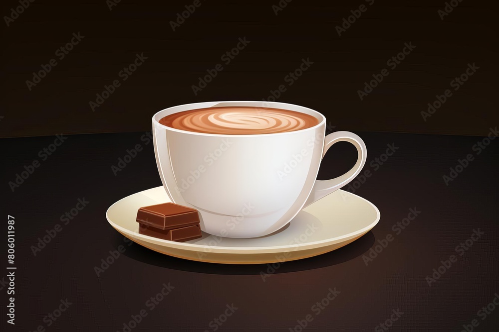 A mocha coffee on a dark chocolatethemed background A mocha coffee on a dark chocolatethemed background