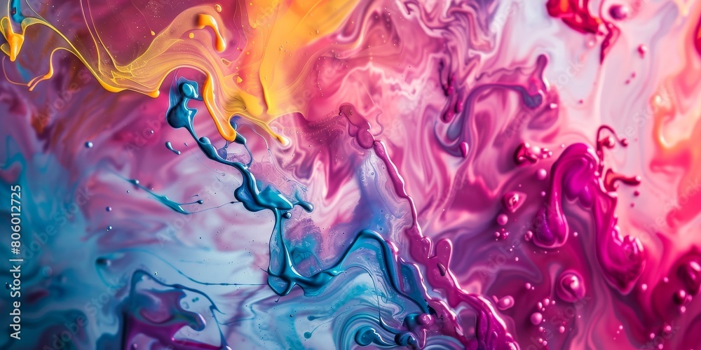 Close Up of a Colorful Liquid Painting