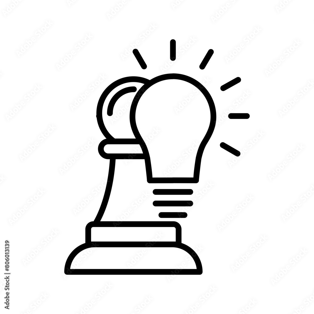 Chess pawn with lightbulb, business strategy icon vector Chess pawn with lightbulb, business strategy icon vector