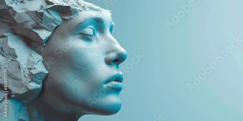Womans Head Sculpted From Crumpled Paper