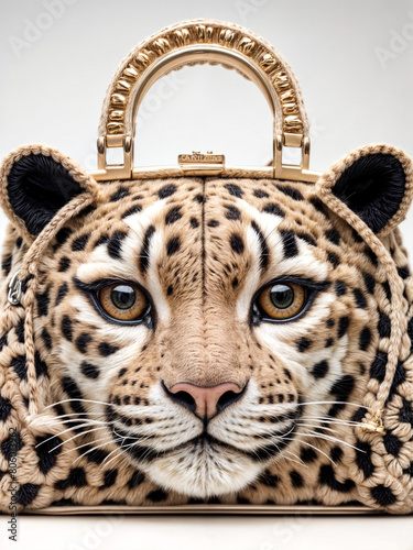 A Purrfectly Stitched Prowl: Vintage Crochet Clutch Captures the Leopard's Gaze photo