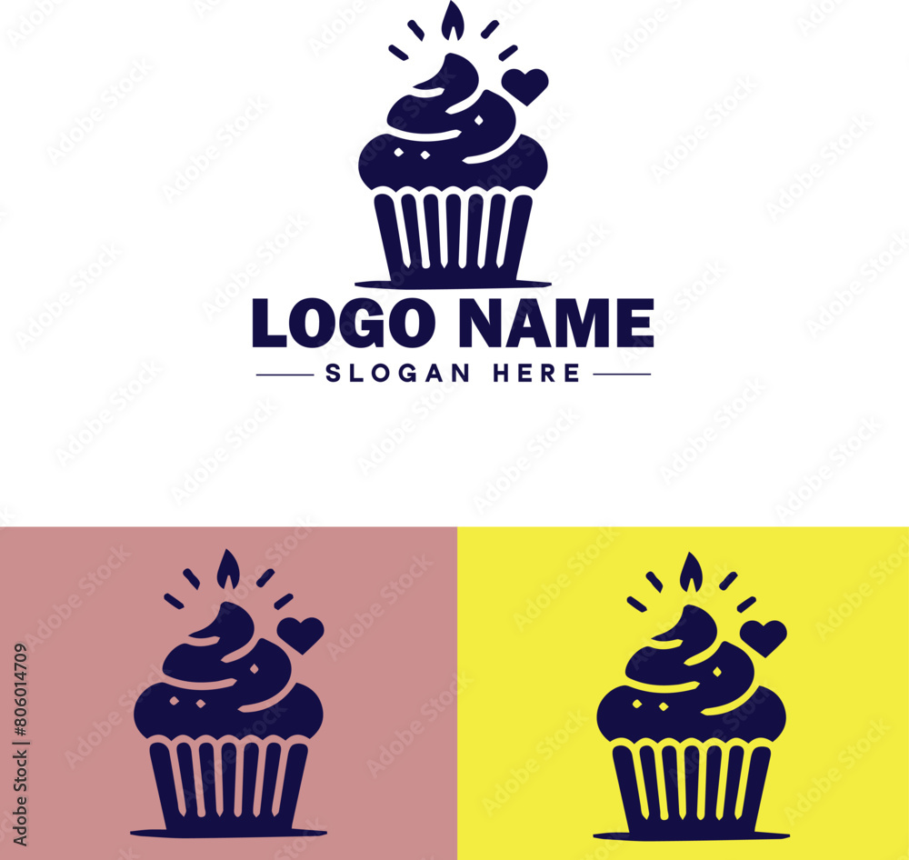 cupcake icon flat Muffin Fairy cake Petit four icon logo sign symbol editable vector cupcake icon flat Muffin Fairy cake Petit four icon logo sign symbol editable vector