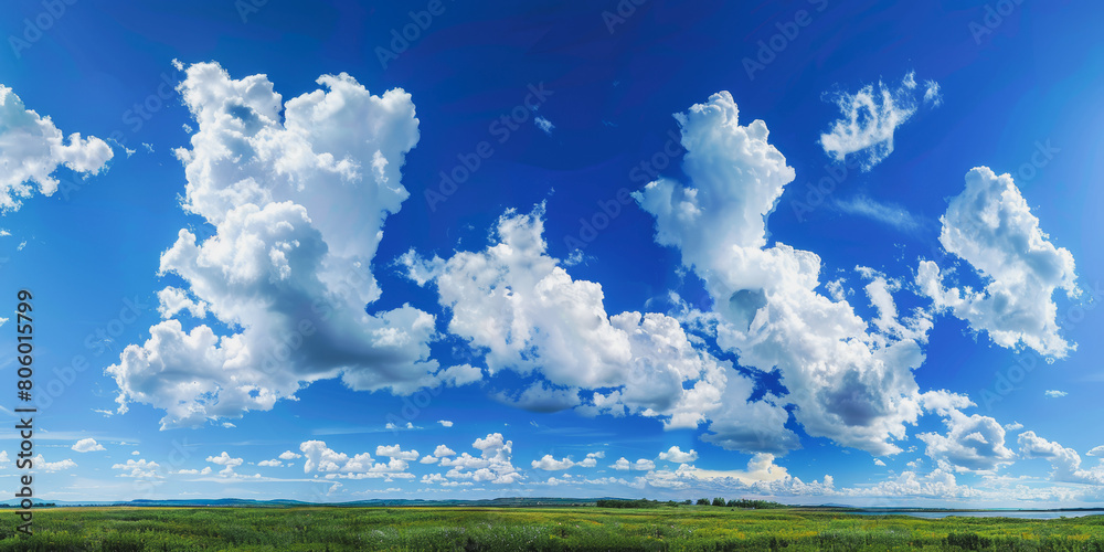 A blue sky with fluffy white clouds A blue sky with fluffy white clouds