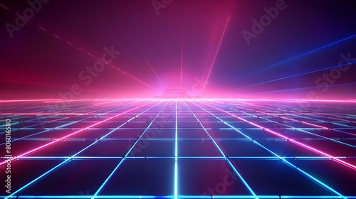 a simple synth wave wallpaper with a neon grid 