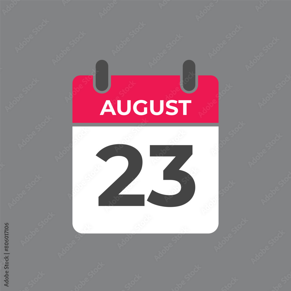 August 23 calendar reminder. 23 August daily calendar icon template. Calendar 23 August icon Design template. Vector illustration
August 23 calendar reminder. 23 August daily calendar icon template. Calendar 23 August icon Design template. Vector illustration