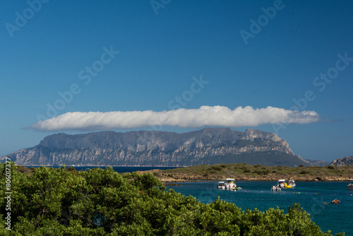 Scenic view of boats anchored in a bay near Sardinia