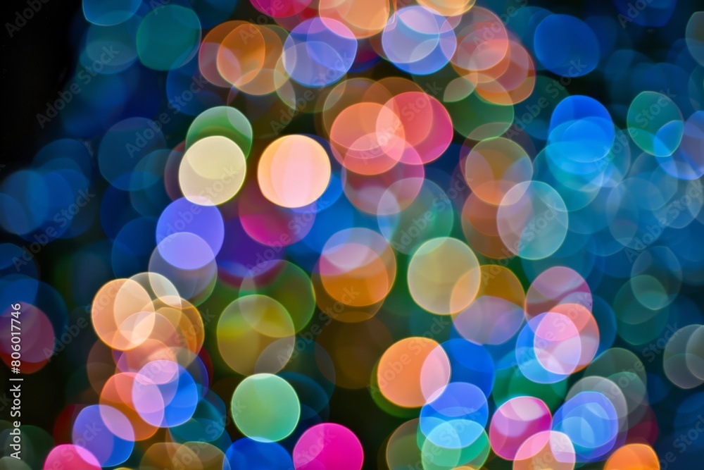 Christmas and New Year holidays background with defocused glowing bokeh lights