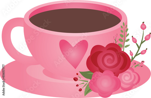 Paris, France, Bonjour, tea cup with roses, coffee, floral