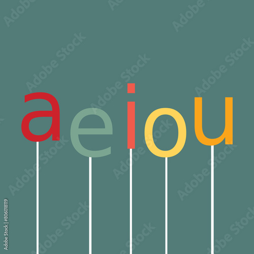English Vowels in colorful style