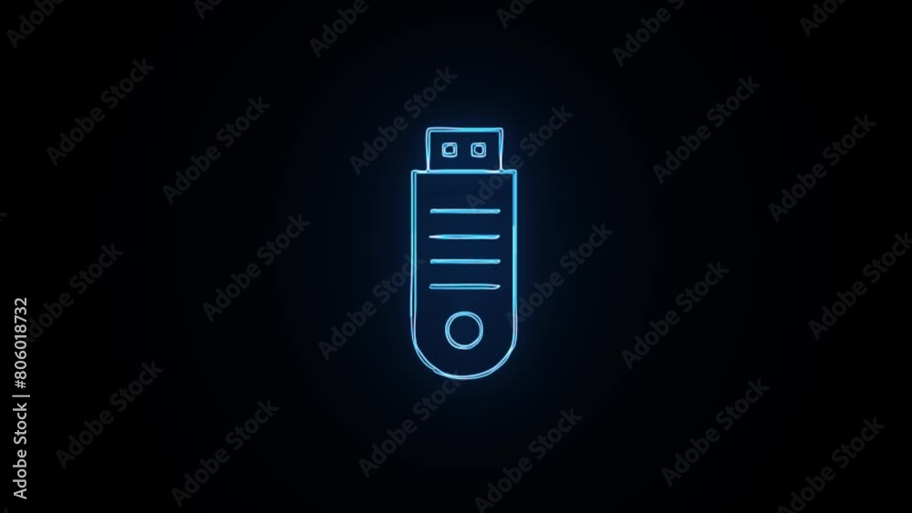 USB stick 4k Animated line Icon. USB stick 4k Animated line Icon.