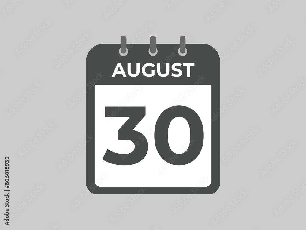 August 30 calendar reminder. 30 August daily calendar icon template. Calendar 30 August icon Design template. Vector illustration
August 30 calendar reminder. 30 August daily calendar icon template. Calendar 30 August icon Design template. Vector illustration