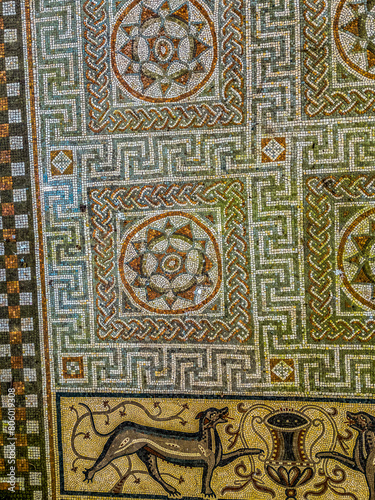 Details of Roman Mosaic at Littlecote, Near Hungerford, Engalnd, UK.