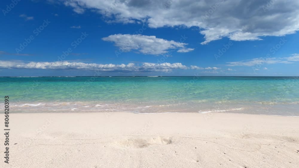 4K time-lapse of a deserted paradise beach with the waves of the Caribbean Sea gently breaking on the white sand. Ideal place for travel and vacation 4K time-lapse of a deserted paradise beach with the waves of the Caribbean Sea gently breaking on the white sand. Ideal place for travel and vacation