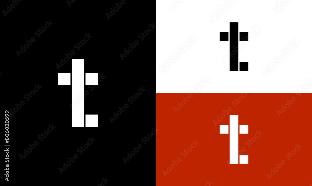 Fototapeta premium T letter geometric logo design , Flat design t logo design, Vector logo