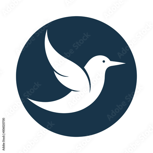A picture of A Gull Icon in circle logo, vector style, Minimalist, creative, White background 