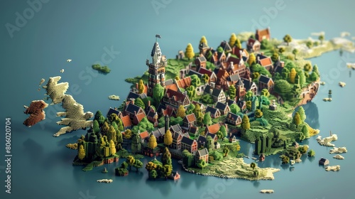 View Belgium states Maps 3D into captivating voxel art, adding a whimsical and dimensional touch to each states representation, diverse geography, Ensure each state stands out with depth ,isometric 