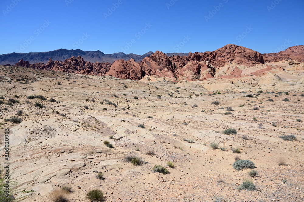 Valley of Fire in Nevada on a scorching hot day during April 2024. 