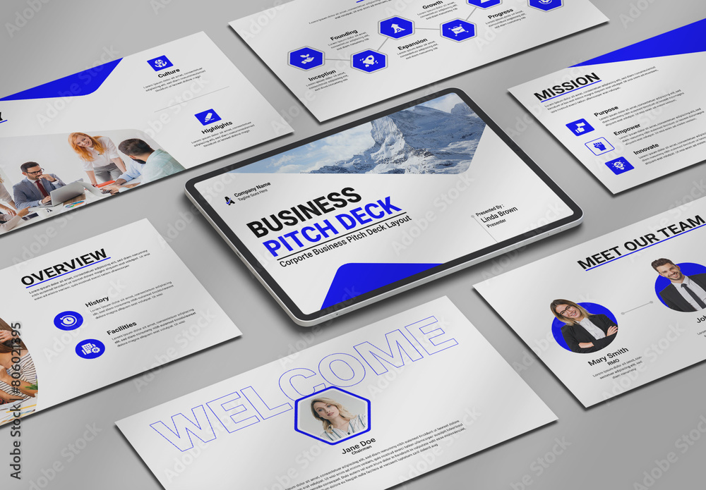 Modelo de Business Pitch Deck Presentation Layout do Stock | Adobe Stock