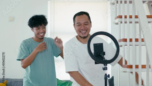 Two Young Content Creator Dancing, Live Streaming on Social Media Platform 