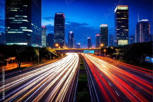 dynamic motion blur of an urban highway at evening rush hour © Stefan Schurr