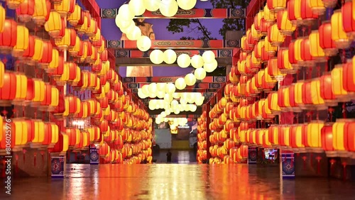 festival temple fair festive lantern corridor background photo