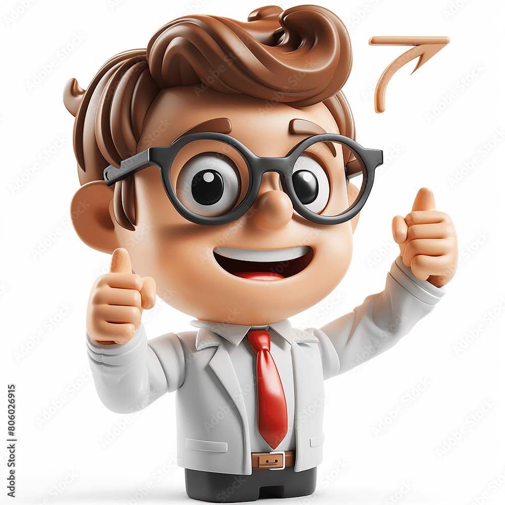 a 3d photo of cartoonish men character with thumbs up made with generative AI a 3d photo of cartoonish men character with thumbs up made with generative AI
