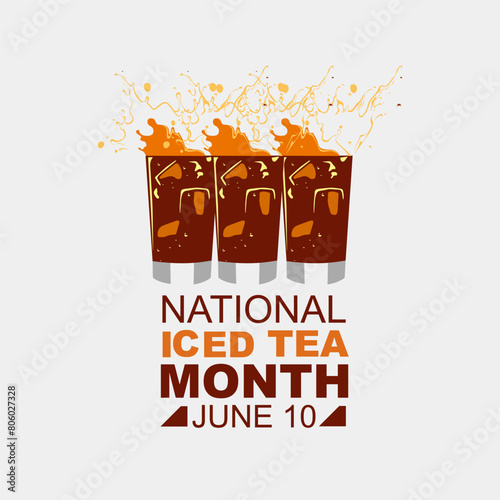10 june is national iced tea month vector background
