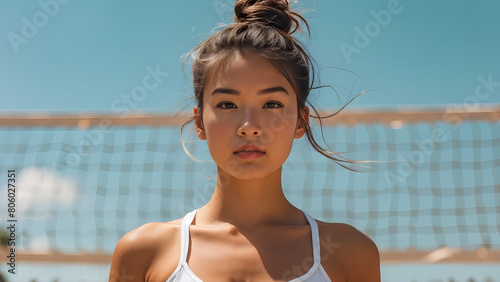 French Twist Hairstyle: Beautiful Girl Volleyball Athlete Images, Graceful Updo on Lovely Female Volleyball Players, Elegant Hairdo for Volleyball Athletes, Chic Twist Style on Stunning Girls