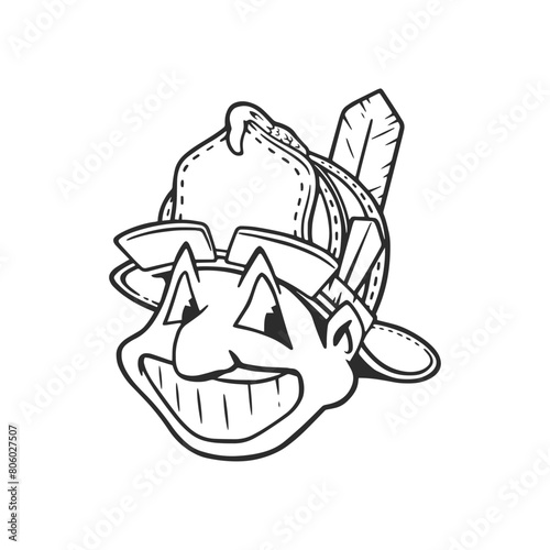 demon's face smiled beneath the firefighter's helmet vector images
