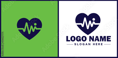 Heart with pulse icon Heartbeat icon Cardiogram symbol Pulse sign flat logo sign symbol editable vector