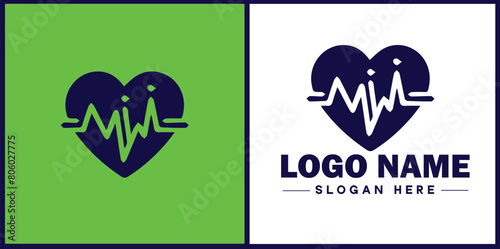 Heart with pulse icon Heartbeat icon Cardiogram symbol Pulse sign flat logo sign symbol editable vector