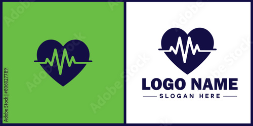 Heart with pulse icon Heartbeat icon Cardiogram symbol Pulse sign flat logo sign symbol editable vector