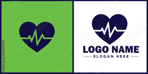 Heart with pulse icon Heartbeat icon Cardiogram symbol Pulse sign flat logo sign symbol editable vector