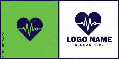 Heart with pulse icon Heartbeat icon Cardiogram symbol Pulse sign flat logo sign symbol editable vector