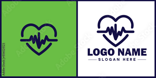 Heart with pulse icon Heartbeat icon Cardiogram symbol Pulse sign flat logo sign symbol editable vector
