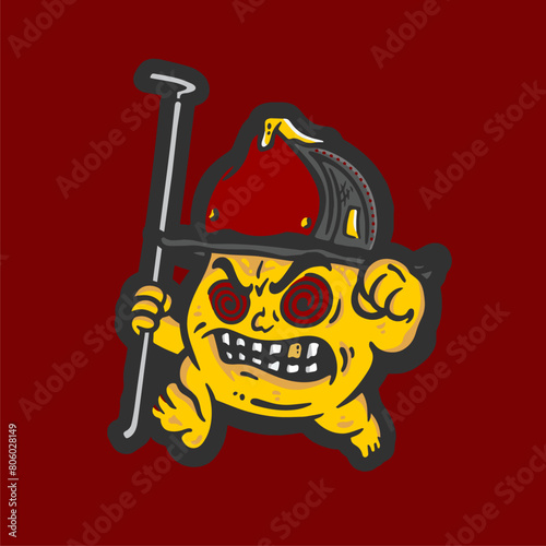 Fire mascot with a firefighter helmet vector images