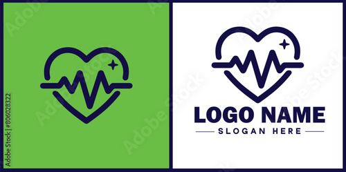Heart with pulse icon Heartbeat icon Cardiogram symbol Pulse sign flat logo sign symbol editable vector