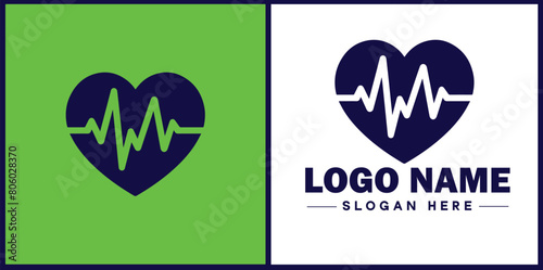 Heart with pulse icon Heartbeat icon Cardiogram symbol Pulse sign flat logo sign symbol editable vector